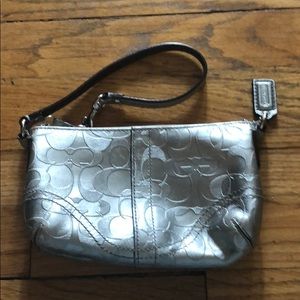 Coach Silver C Metallic Wristlet